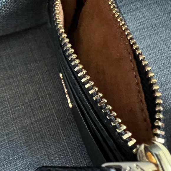 NWT COACH SIGNATURE MINI CREDIT CARD HOLDER CASE WITH KEY RING ON A CHEIN - Picture 9 of 11